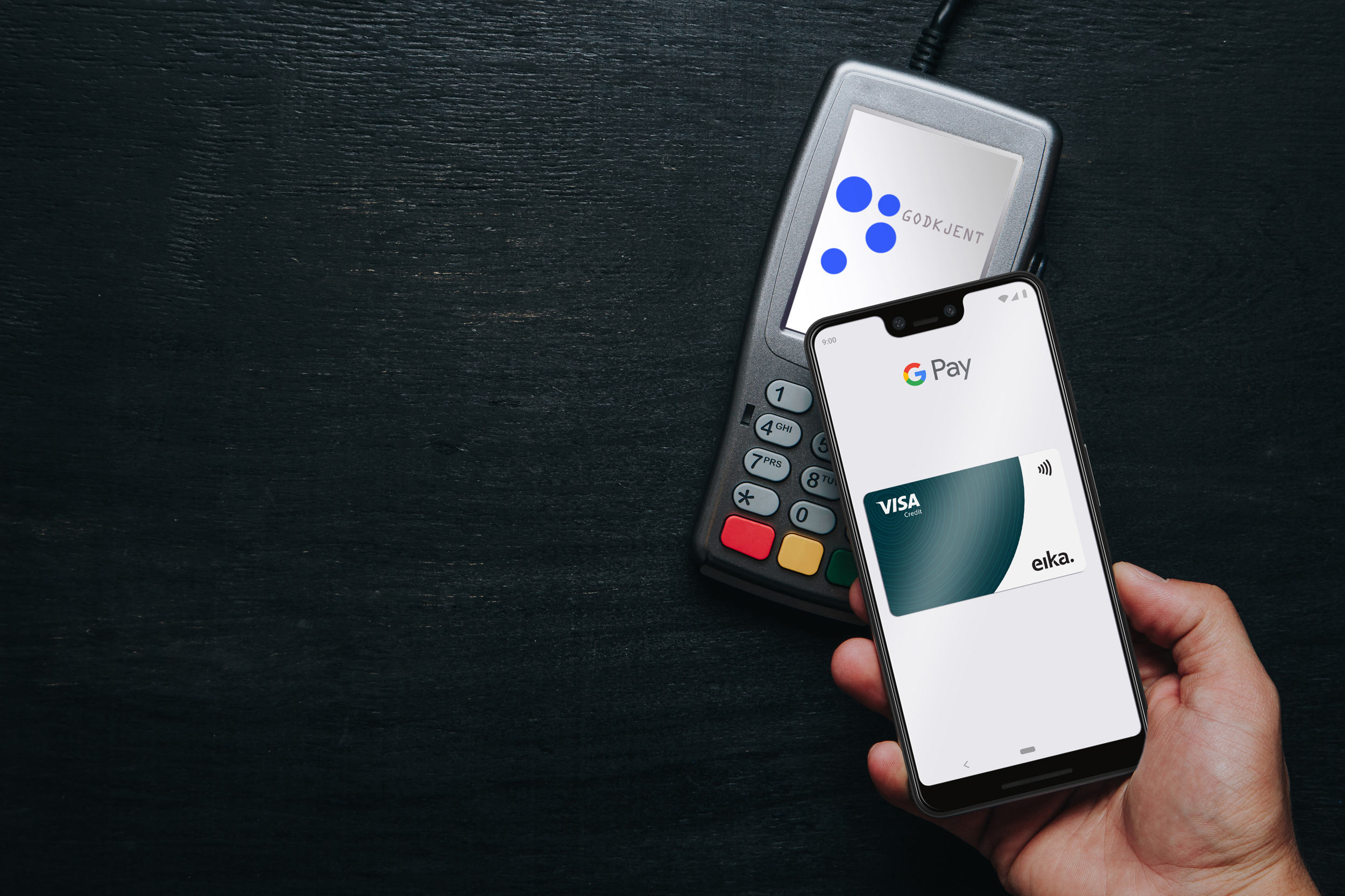 Betaling med Google Pay med nytt Visa kredittkort.